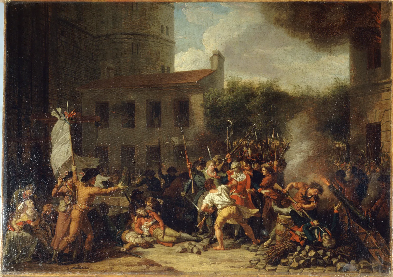 Charles Thévenin’s Storming of the Bastille on 14 July 1789, painted around 1793; not a photograph